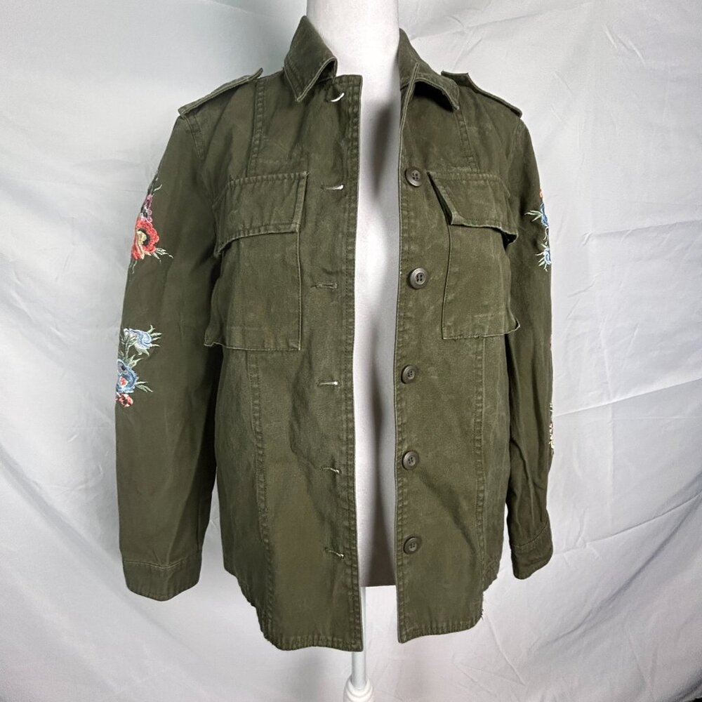 Coffee Shop Shacket Womens Cotton Embrosdered Jacket M